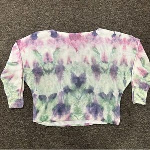 Anna Melani Open Knit Water Color Tie Dye Sweater Long Sleeve Womens Size Large